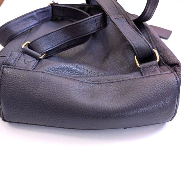 Vintage 00s \'Levenger\' Aubergine Pebble Leather Backpack Plum Color